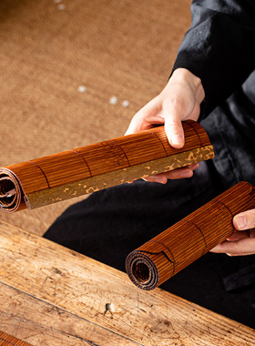 复古竹编大漆竹茶席 新中式禅意干泡台垫小竹席主人席 餐垫隔热垫