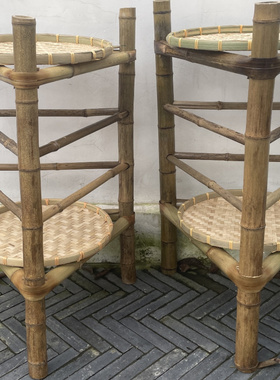 竹架子竹编置物架竹制品簸箕火锅架多层楠竹晾茶晒架竹三脚架手工