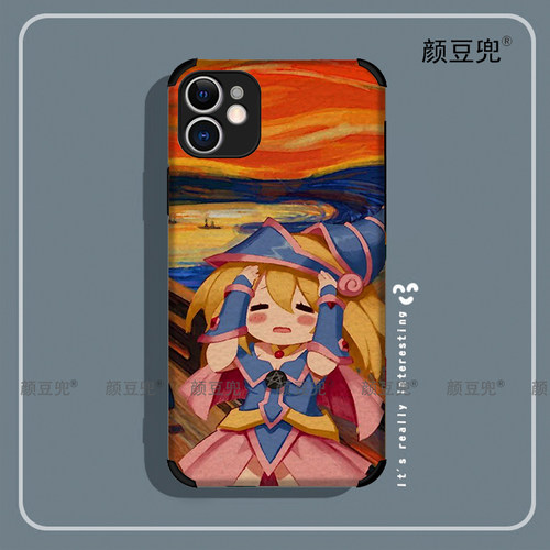 游戏王 黑魔导女孩手机壳11适用iPhone13XSMAX硅胶12pro小羊皮78P