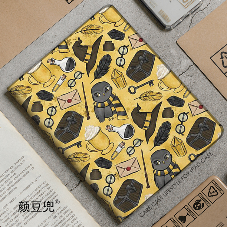 赫奇帕奇ipad10.2獾院适用air3/4保护套pro11笔槽mini5/6哈利波特