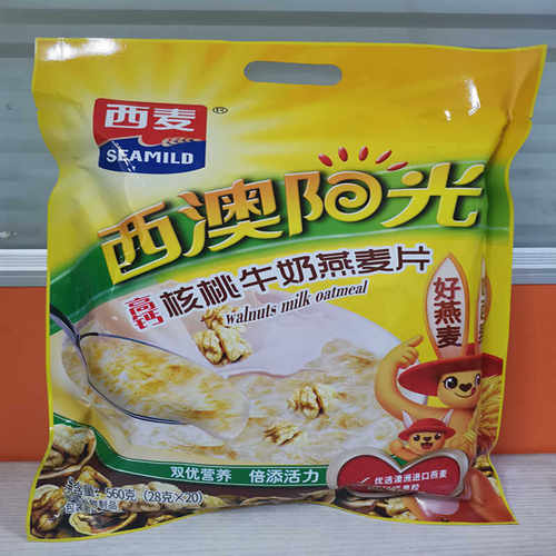 内有20袋核桃牛奶高钙燕麦片西麦
