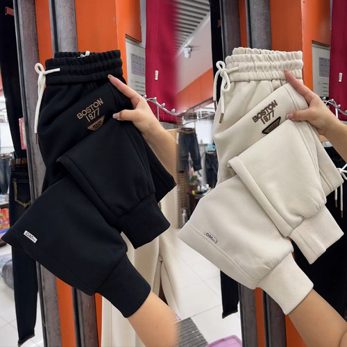 洋气百搭松紧腰长裤高腰显瘦