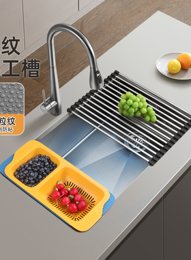 欧琳水槽304不锈钢手工米粒压纹洗菜盆纳米易清洁家用厨房大单槽