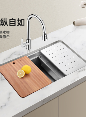 欧琳不锈钢水槽单槽洗菜盆大单槽厨房洗碗池不锈钢水池家用洗菜池