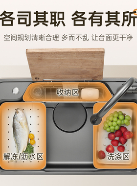 【直播】欧琳厨房日式水槽纳米压纹收纳大单槽