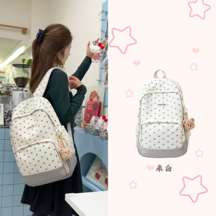 波吉爱心波点星星背包双肩包休闲女学生书包轻便大容量多隔层甜美