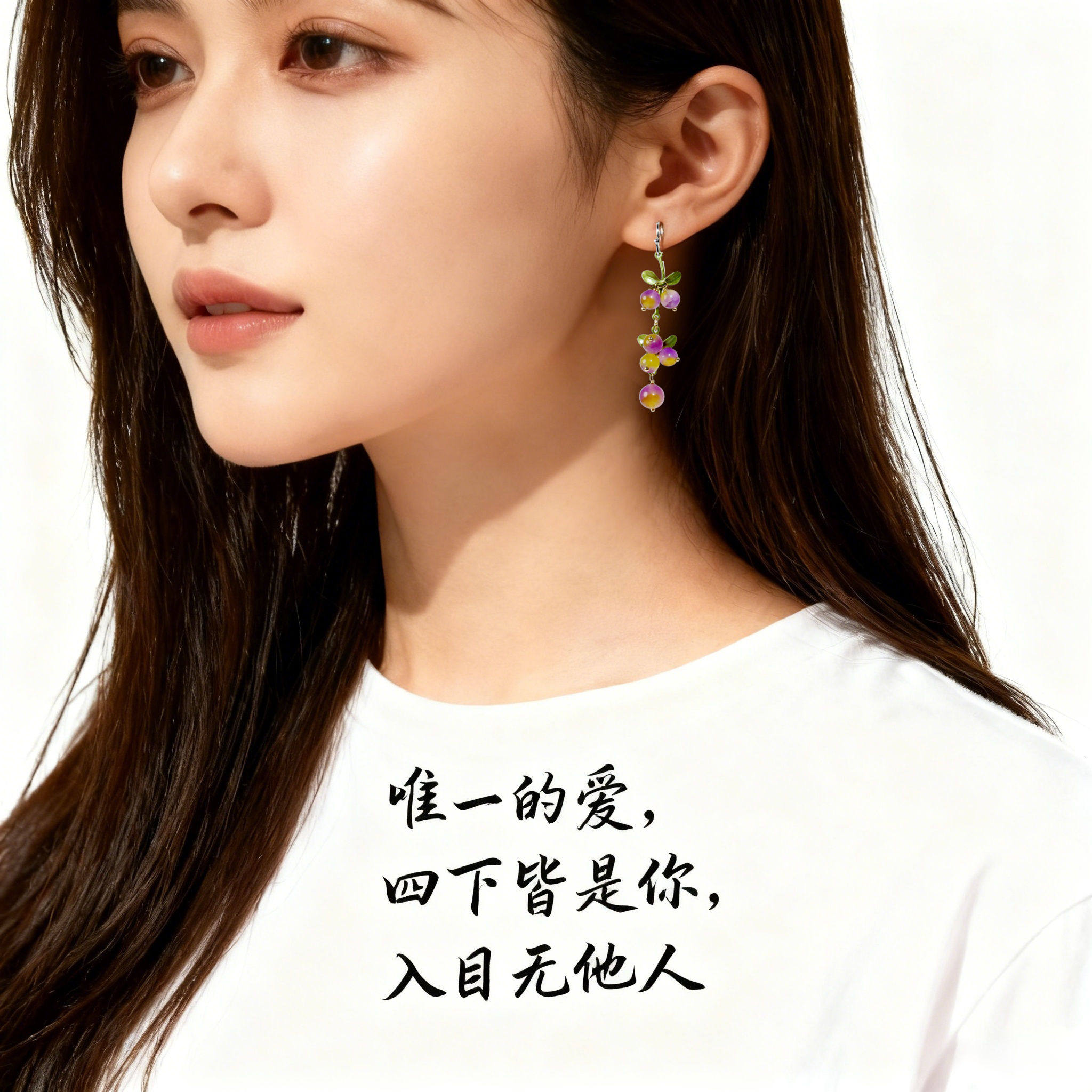 迪调猫法式花朵流苏长款耳环