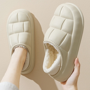 防水棉拖鞋女冬季包跟室内家居保暖月子鞋产后冬天情侣外穿棉鞋男