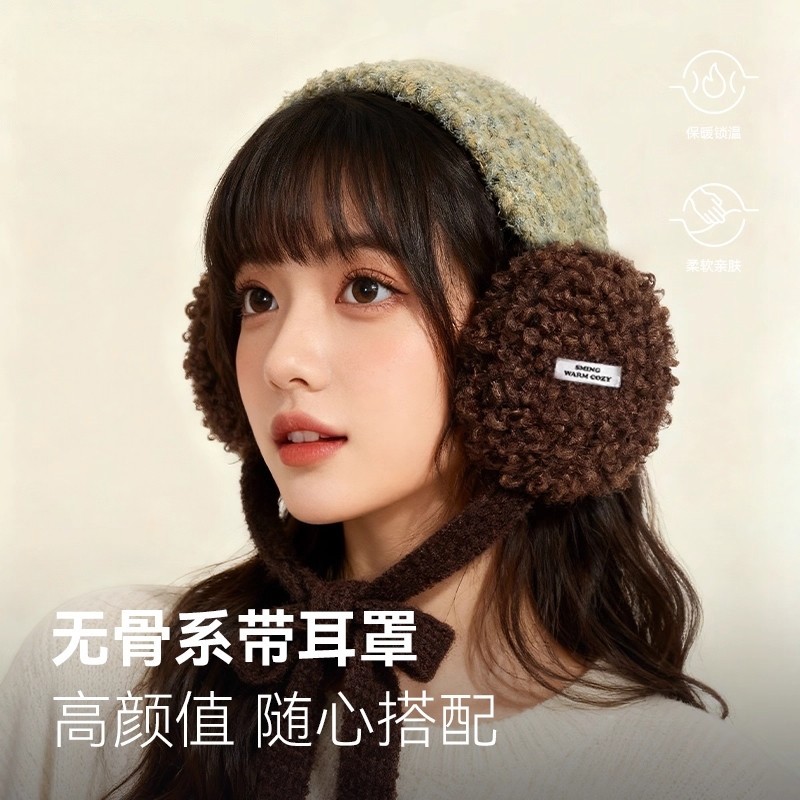 高颜值保暖耳罩毛茸茸系带冬耳包毛绒耳暖发带耳朵罩女护耳套防寒