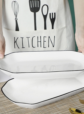 鱼盘家用蒸鱼盘子2025新款长方形陶瓷盘剁椒鱼头专用盘子烤鱼盘子