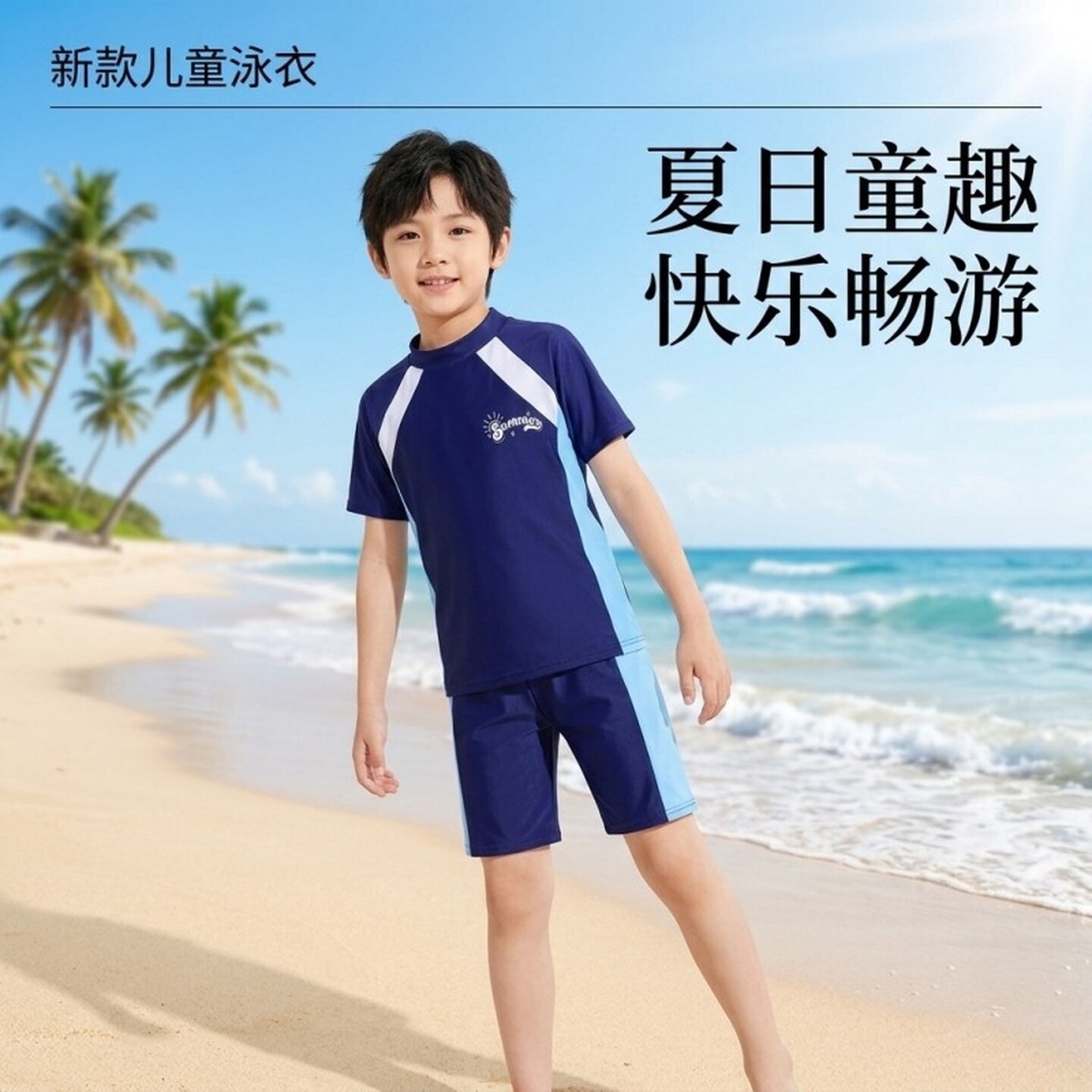 儿童泳衣男童女童宝宝泳衣裤夏季防晒分体小童中大童速干游泳装备
