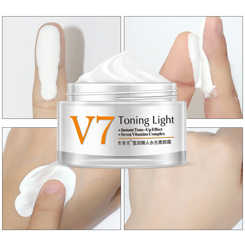 形象美v7水光素颜霜晶透滋养修颜面霜补水学生保湿润色懒人霜男女