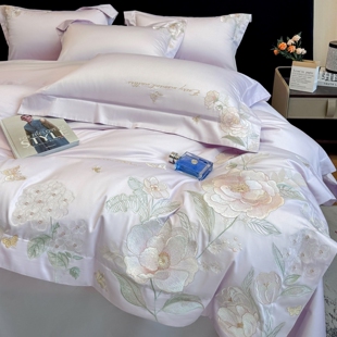 A类母婴级200支长绒棉四件套高级感裸睡高端全棉床单纯棉刺绣床品