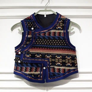 儿童蒙古马甲短款民族风提花马甲日常马甲坎肩男女童国风马夹新款