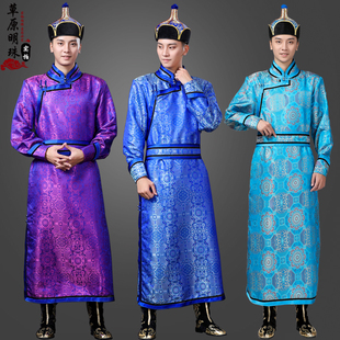 民族服装 长款 提花传统春秋蒙古服装 日常装 新款 演出服装 蒙古袍男士