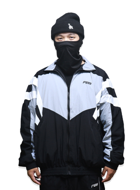 FBS 23SS美式复古OldSchool拼接撞色宽松运动街舞冲锋衣夹克外套