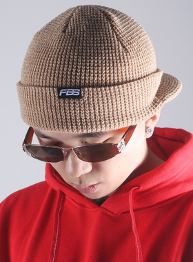 FBS 美式复古冷帽hiphop男女街头带檐毛线帽Bboy嘻哈针织鸭舌帽子