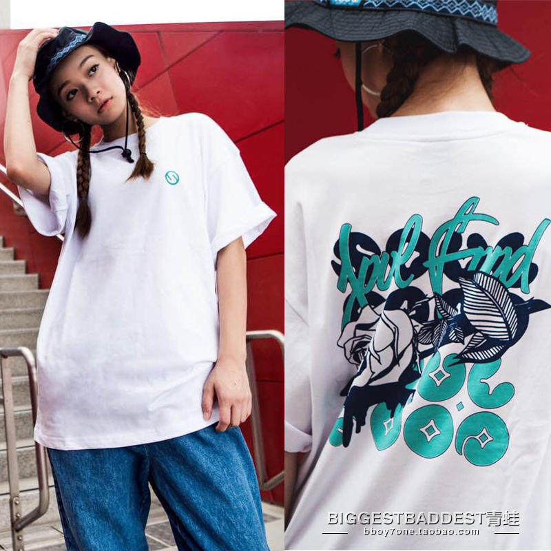 正品soulfood 新款 玫瑰花 纯棉圆领宽松短袖 嘻哈街舞bboy t恤