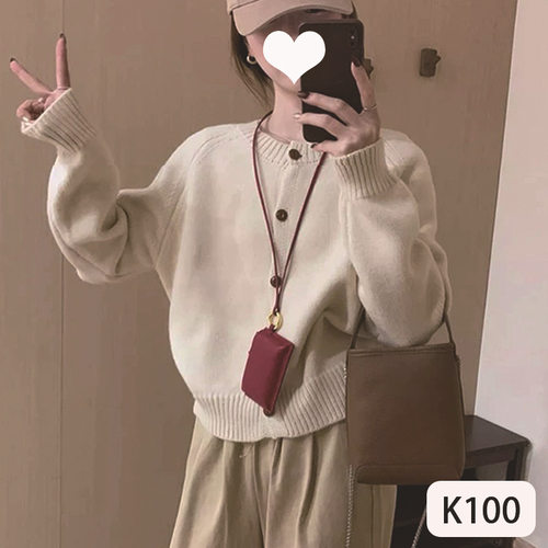 秋冬韩系简约单排扣软糯