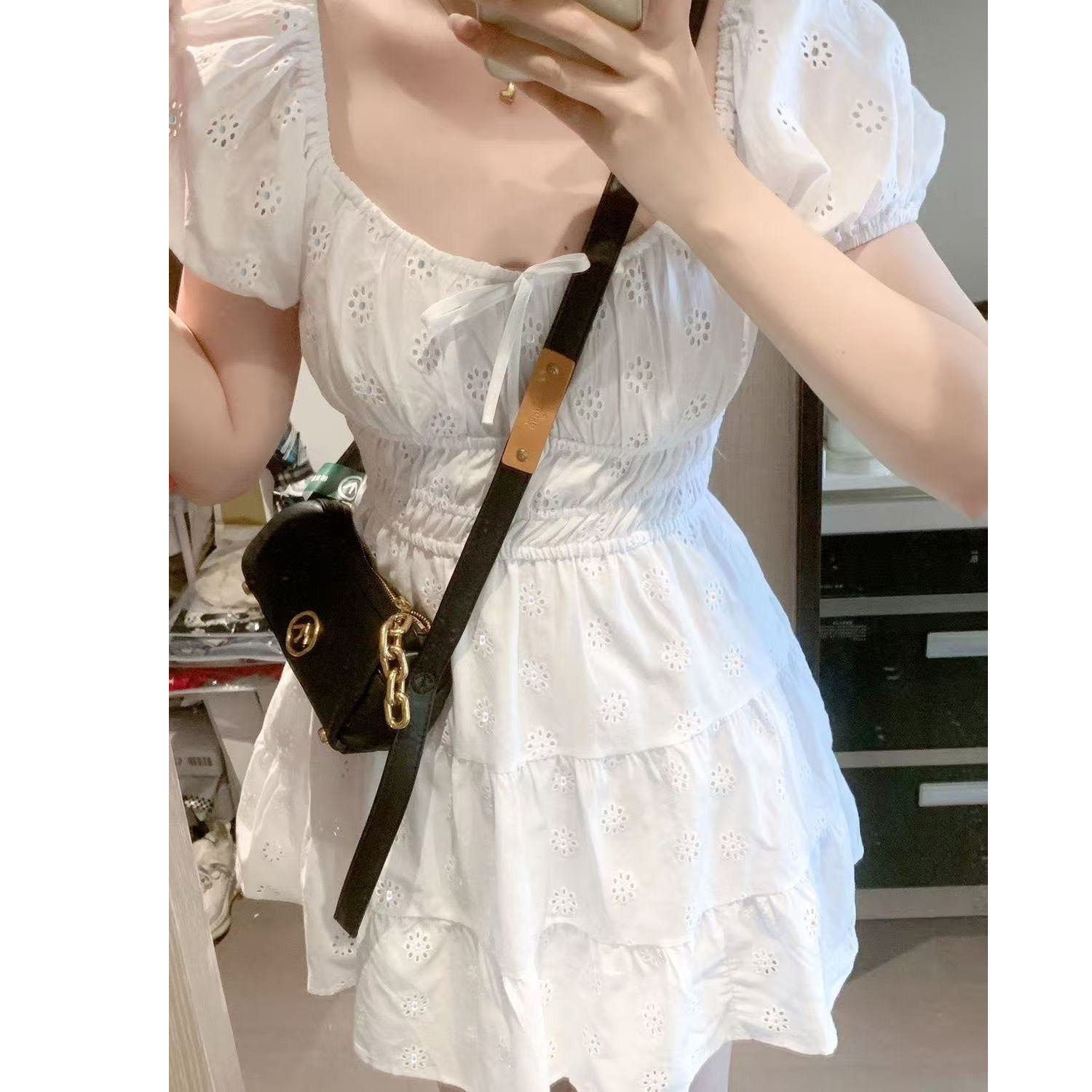 初恋清纯白色连衣裙女夏