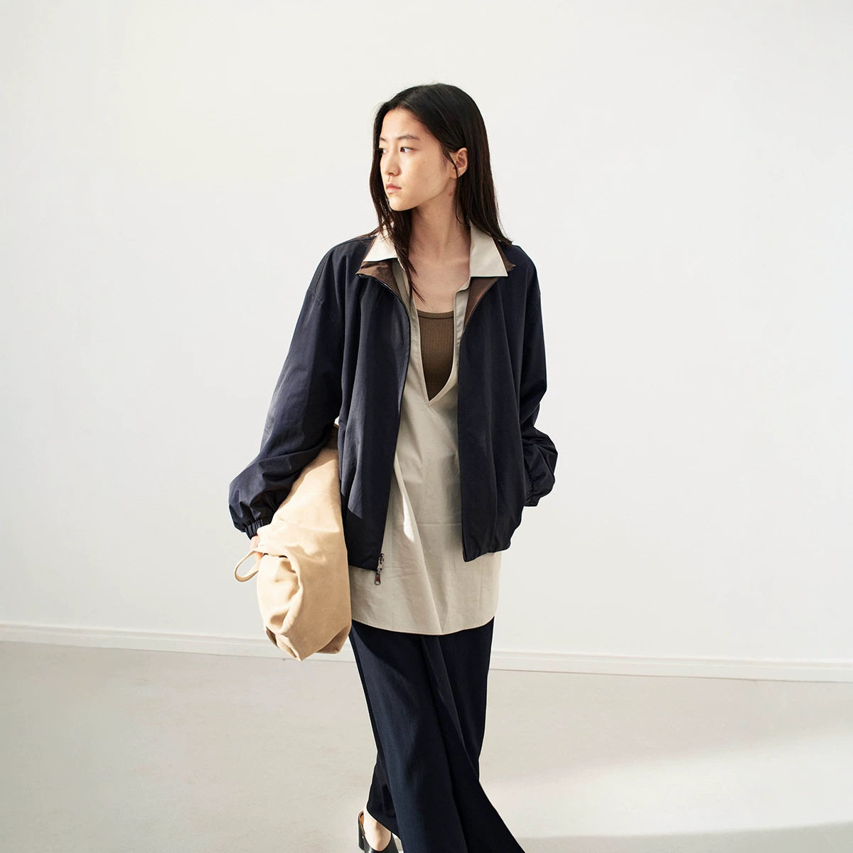 双面穿立领宽松短外套女秋新款