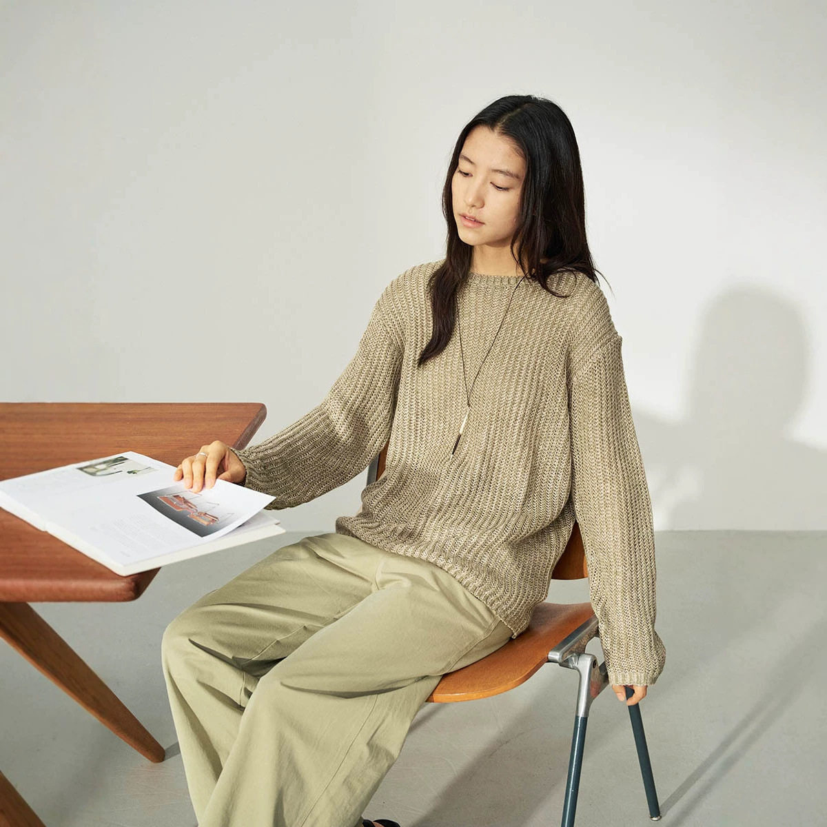 韩系慵懒亚麻粗针织毛衣女秋新