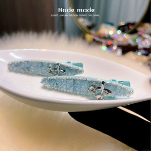 Zami海蓝色鸭嘴夹发夹刘海侧边夹简约百搭发夹小号发饰发卡鱼嘴夹