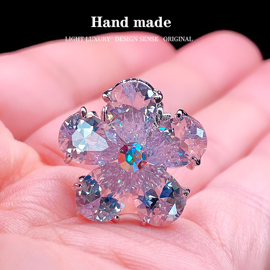 精致风氧化锆石不易掉色花朵抓夹