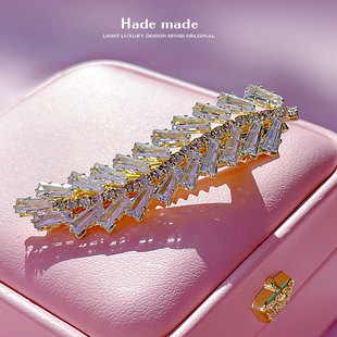 简约百搭带钻橄榄枝刘海边夹女侧边高级感鸭嘴夹鱼嘴夹发饰头饰品