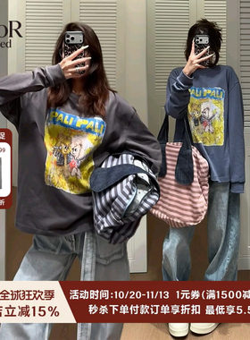 OPENYY宠物摇滚印花长袖T恤女