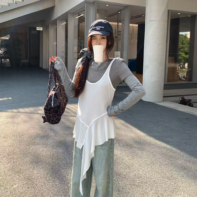 PUREVENUS修身叠穿吊带T恤女