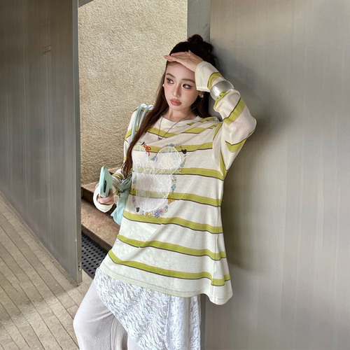 MISTCOLD撞色条纹长袖T恤女