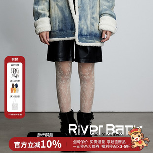 新款 25秋季 FLEURANT休闲黑色百搭松紧织带皮短裤 JAC