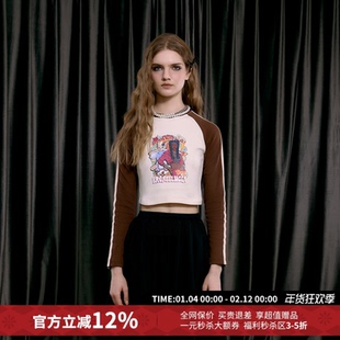 Bronze Lucia短款修身撞色黑皮辣妹长袖T恤女25秋冬新款