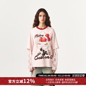 FORDARE福蝶涂鸦感恋爱脑假两件蕾丝袖 T恤26春夏新款