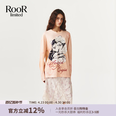 FORDARE福蝶手绘感心碎珍珠眼泪丘比特长袖T恤女26春夏新款