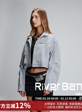 JAC FLEURANT休闲工装灰色立体口袋短外套女25秋季新款