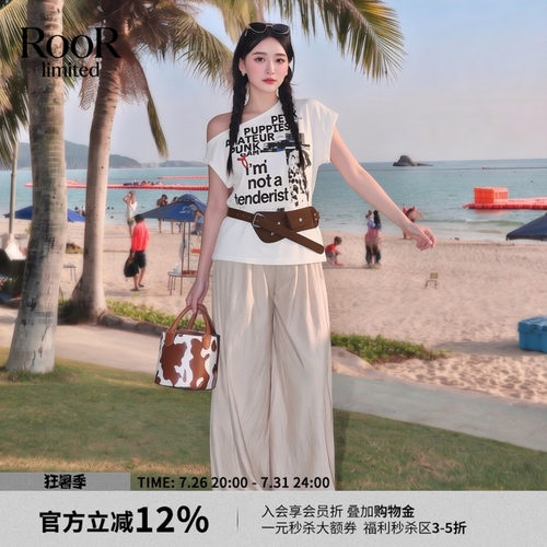 PUREVENUS白色斜肩T恤26夏新