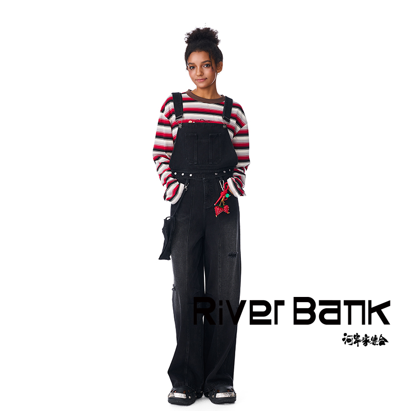 AndreaMartin黑色可拆卸背带裤