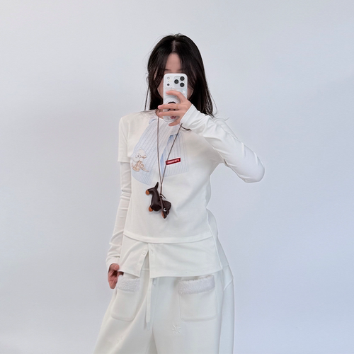 丿未PUREVENUS超真实小熊围巾T恤