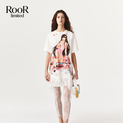 FORDARE福蝶缎面拼接连衣裙