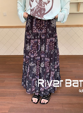 YANAG拇指姑娘的异域图腾印花分层半身裙25秋新款