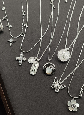 弹簧蝴蝶算盘贝母闪钻项链短链