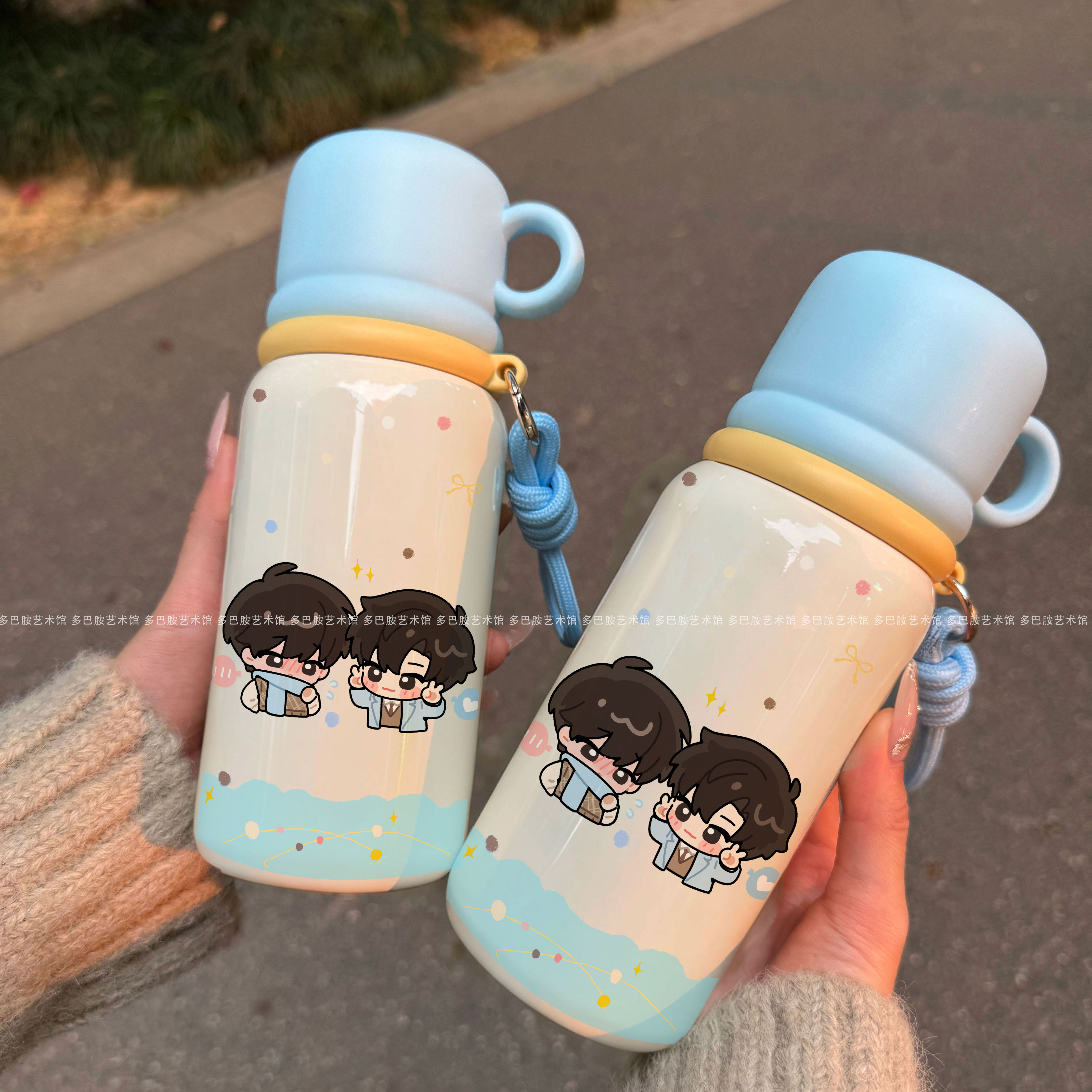 欲言难止限定保温杯同人可爱吸管不锈钢316学生运动便携式原创