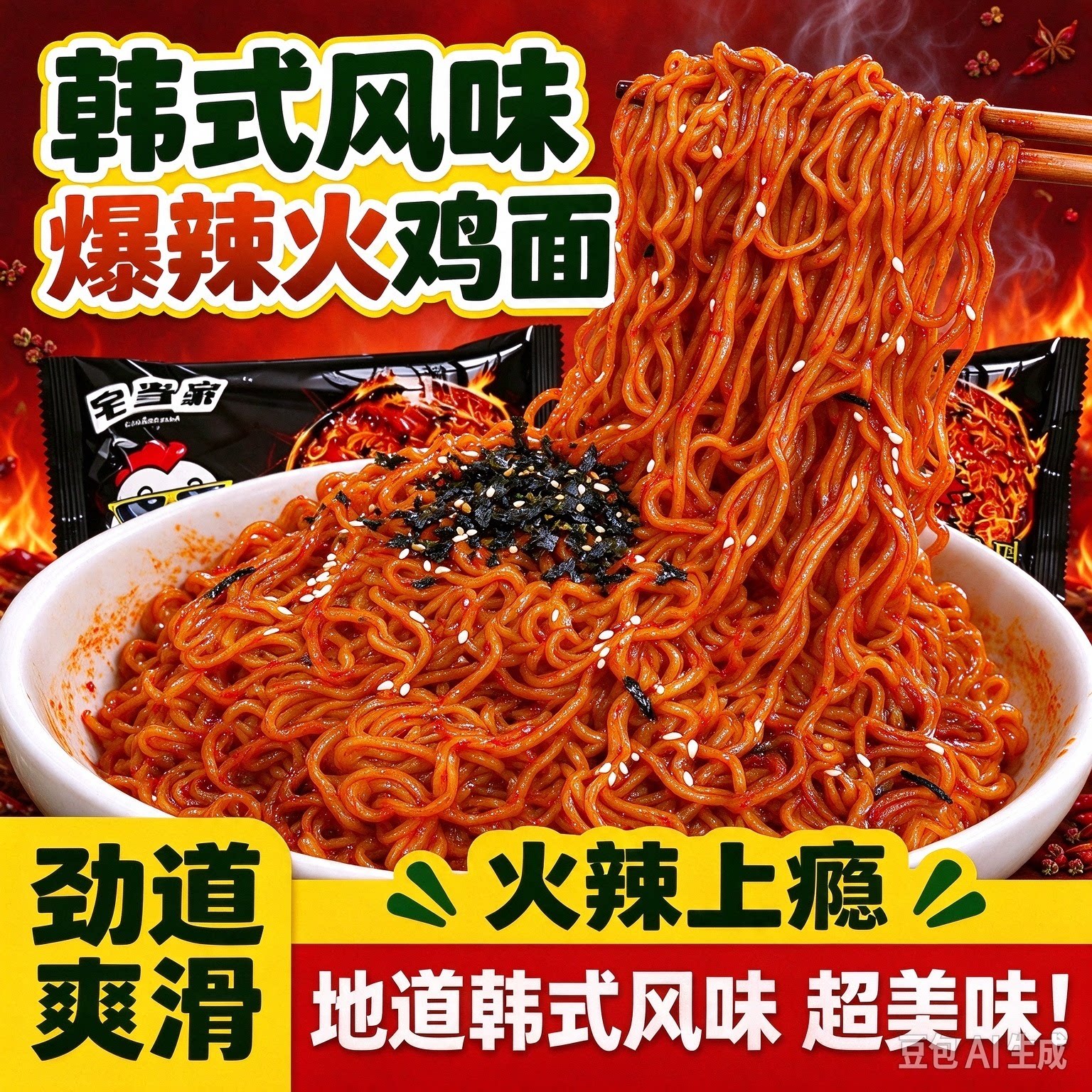 韩式超辣火鸡拌面方便面整箱装