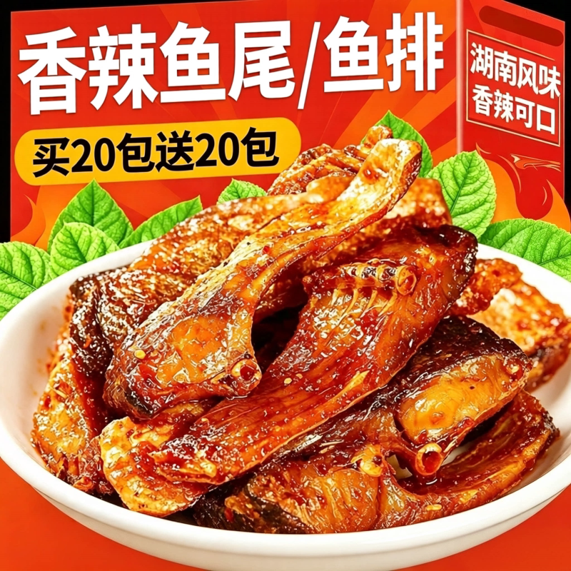 湖南特产!香辣鱼排鱼尾追剧零食