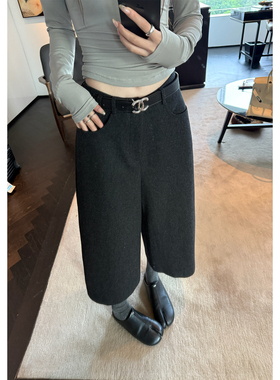 Here yaya shop 本期王炸单品时髦精必入显腿直50%羊毛呢料8分裤