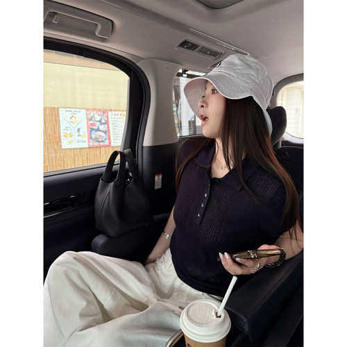 Here yaya shop 4.8 20:00 冰酪奶芙天丝亚麻凉感乖巧翻领衫