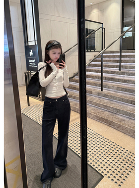 Here yaya shop 10.20 魔术师难得一见显瘦显比例窄版牛仔喇叭裤