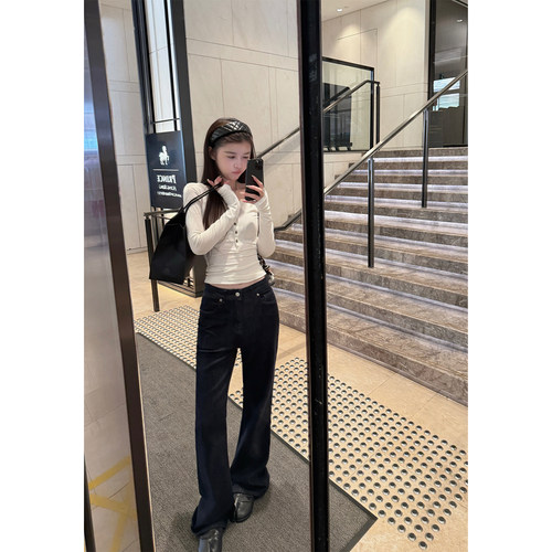 Here yaya shop 10.20 魔术师难得一见显瘦显比例窄版牛仔喇叭裤
